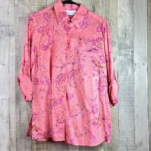 First Issue A Liz Claiborne Company Small Semi-Sheer Button Front Tabbed…